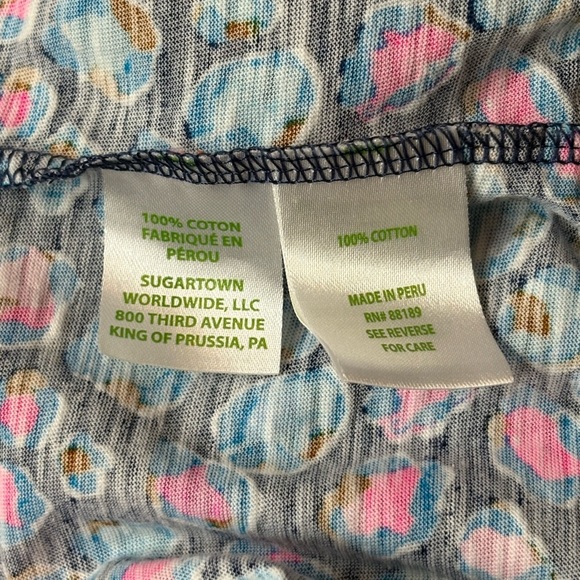 Lilly Pulitzer Etta V-Neck Seabreeze Blue Low Tide Navy Spotted Shirt Size Xxs - Picture 8 of 14